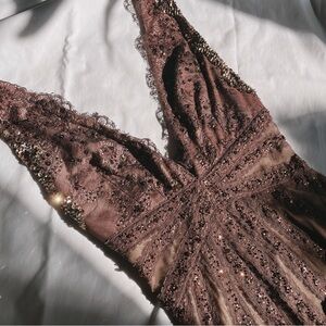 rare vintage mandalay brown beaded sequined swarovski crystals dress